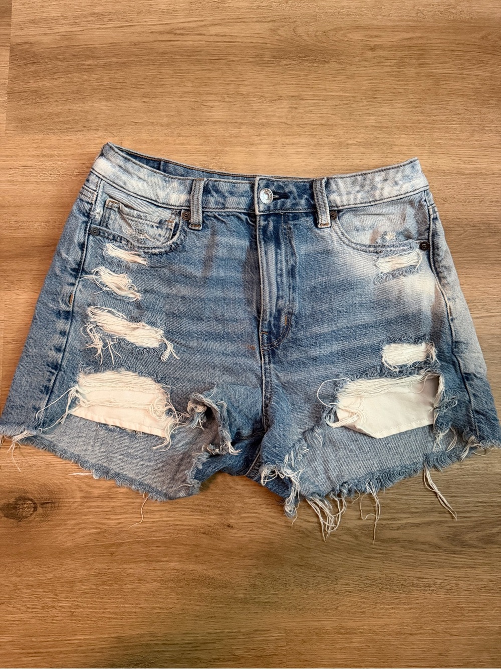 American Eagle Outfitters Light Blue Distressed Denim Cutoff Shorts